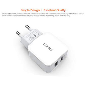 LDNIO Φορτιστής Πρίζας με 2 Θύρες USB-A 2.4A - Λευκός